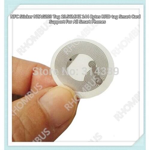 NFC Sticker NTAG203 Tag 13.56MHZ 144 Bytes RFID tag Smart Card Support For All Smart Phones/ 100Pcs
