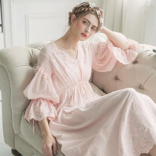2020 New Summer Maternity Cotton Nightgown Princess Nightgown Ladies Nightwear Women Long Night Sleeping Dress Women Pajamas