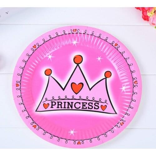 30Pcs / Lot Prince Princess Disposable Tableware Paper Plates Baby Shower Decor Kids Birthday Party Supplies Decorations