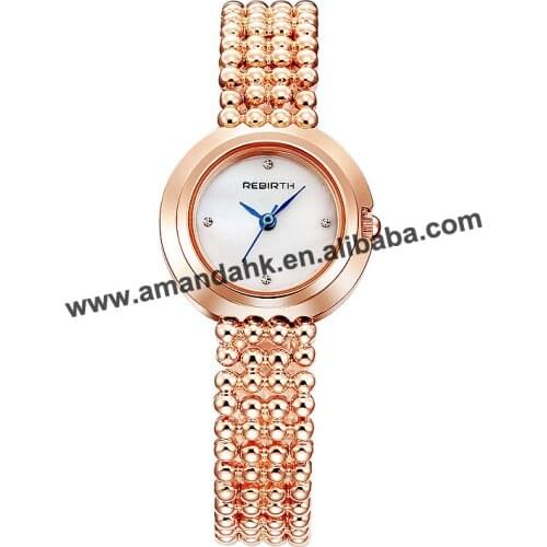Wholesale fashion rebirth RE202 long round beads watches rose gold woman bracelet watch hot sale round alloy wrist watch