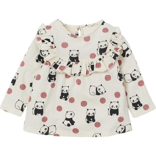 Autumn Toddler Girl Fall Clothes Designer Brand Kids Luxury Shirt Casual Cotton Tops Panda Print T Shirt for Kids 2-7 Years