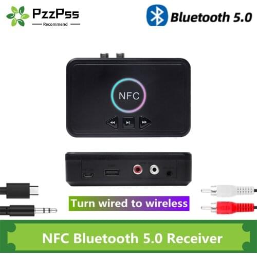 PzzPss NFC Bluetooth 5.0 Adapter Home Speaker Receiver USB Smart Playback A2DP AUX 3.5mm RCA Jack Stereo Audio Wireless Adapter