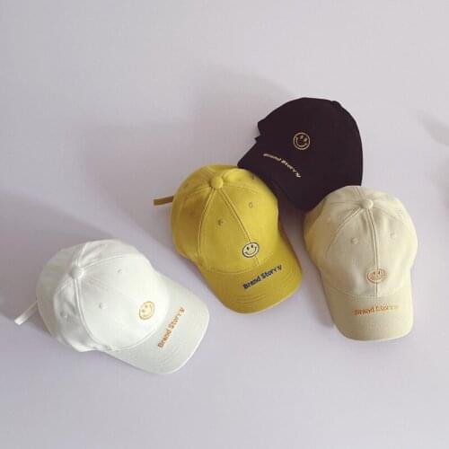 2021 Spring New Arrival Girls Fashion Smile Hats Kids Korean Design Candy Color Hats Baby Hats