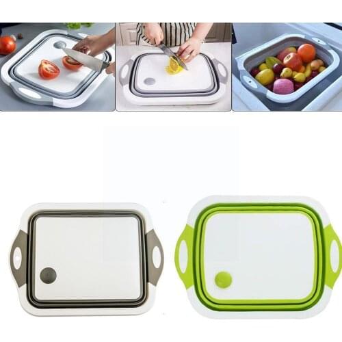 Folding Food Cutting Board Collapsible Sink Drain Basket Organizer Kitchen Strainer Washing Storage Basket Vegetable Dish F Y9Y3