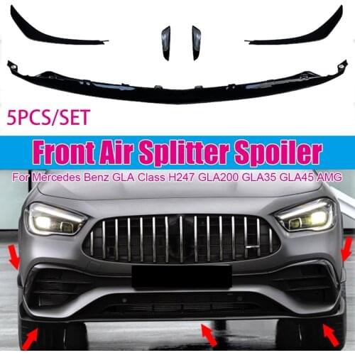 One Set Car Front Bumper Splitter Lip Air Splitter Spoiler Fits For Mercedes For Benz GLA class H247 GLA200 GLA35 GLA45 AMG