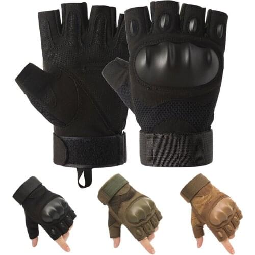 Tactical Half Finger Gloves Mens Army Military Combat Rubber Knuckle Protective Outdoor Shooting Hunting Airsoft Fingerless