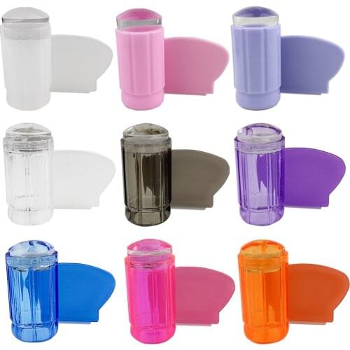 Tignish 1 Set Silicone Stamper Scraper Kit Candy Colorful Nails Clear Jelly Polish Print Stamping Transparent Nail Art Tools