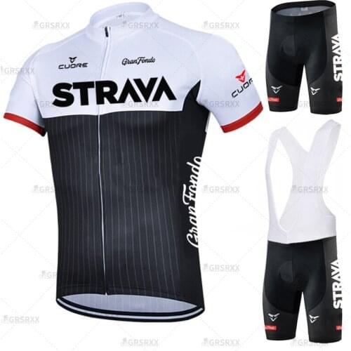 STRAVA 2021 Pro Cycling Jersey Set Summer Mountain Bike Clothing Breathable Cool Anti-UV Clothes Team Racing Sport Road Jersey