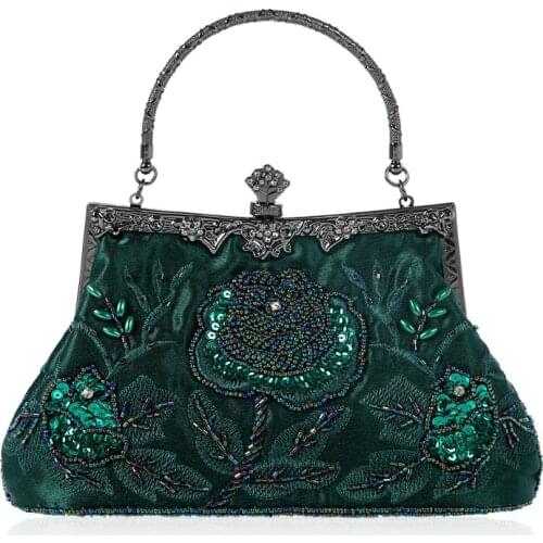 2020 Vintage Fashion Women Evening Bags Handmade Embroidered Flower Bag Diamond Cheongsam Clutches Ladies Bride Bag Party Purses