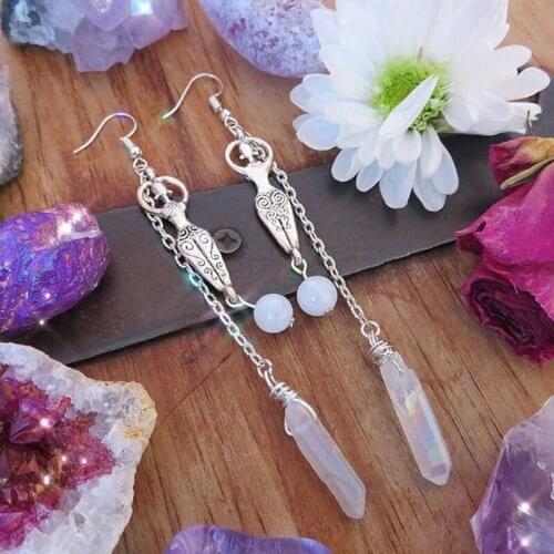 Creative Moonstone Drop Dangle Earrings Ear Stud Jewelry Reiki Energy Healing for Women Engagement Wedding Anniversary