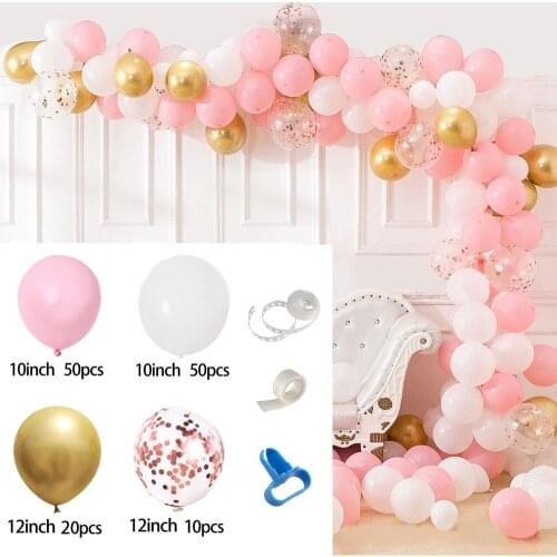 130pcs Pink Balloons Garland Wedding Birthday Confetti Ballons Happy Birthday Party Decor Kids Girl Metallic Balon Baby Shower