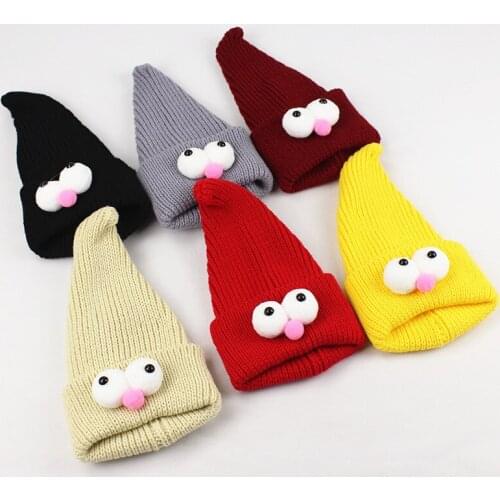 Funny Big Eye Cartoon Animal Hats Children Warm Knitted Winer Hats For Girls Boys Warm Beanies Lovely Baby Caps