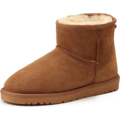 Top Quality Genuine Sheepskin Leather Women Snow Boots Natural Fur Winter Boots Warm Wool Ankle Boots Women Classic Casual Boots