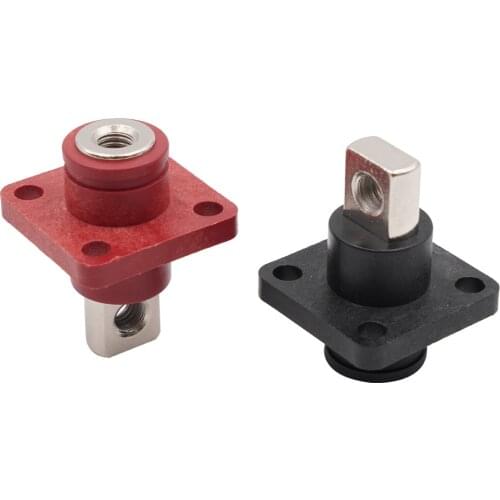 1pc 120A Red And Black Current Car Terminal Pure Copper Connector Battery Through Type Terminal Screw Connector