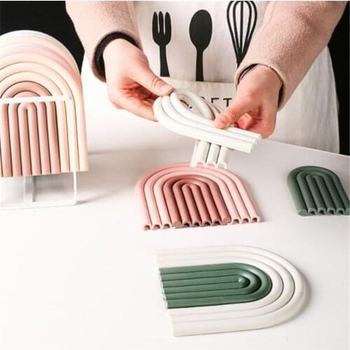 Tableware Decoration 1 Piece Silicone Cup Mat Heat Resistant Colorful Pad