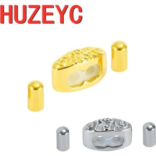 10pcs/lot Stainless Steel Corrosion Double Hole End Beads Set Leather Rope Adjustable Bracelet Jewelry Making DIY Accessories