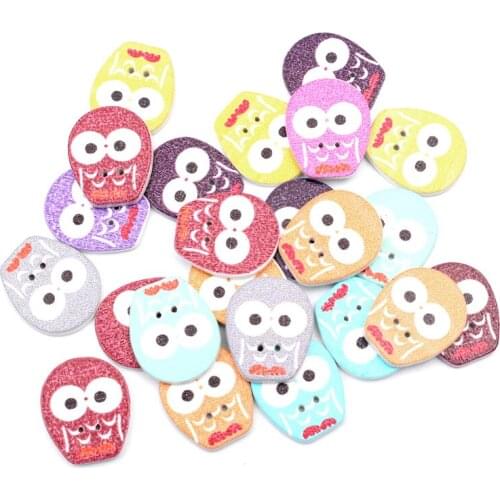 100pcs Mixed 19x16mm Owl Wooden Buttons For Clothing Needlework Scrapbooking Wood Botones Decorative Crafts Diy Accessories