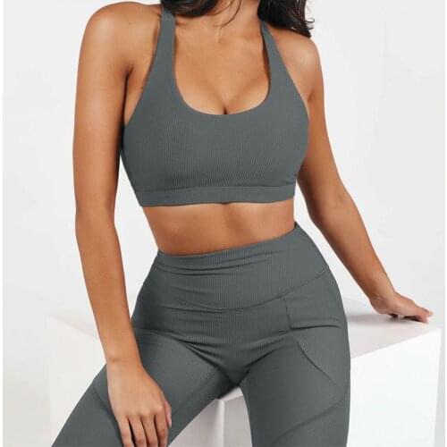2021 Huanwei Fitness Bra And High Waist Pants Leggings Set Gym Workout Clothing Sportswear Yoga Suit For Women