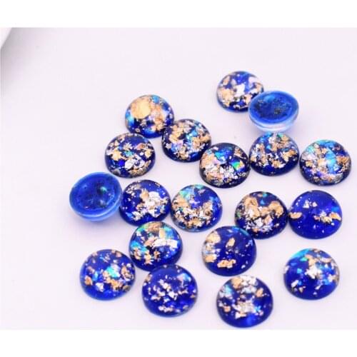 30pcs/lot 10mm New Fashion Blue Color Built-in metal Flat Back Resin Cabochons Cameo Jewelry Accessories Supplies