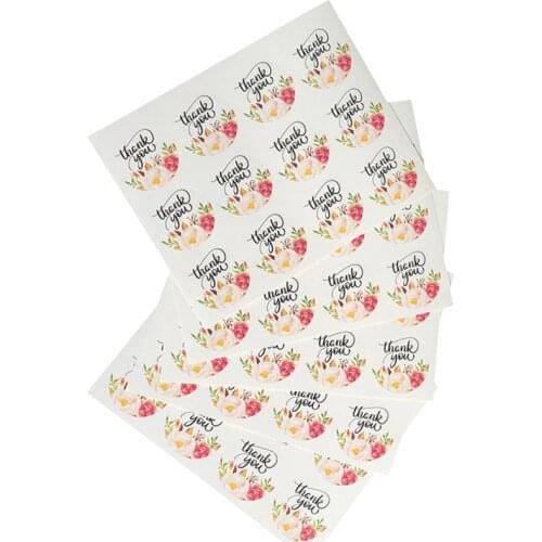 360pcs Flower With Thank You Design Stickers Adhesive Baking DIY Creative Gift Cake Packaging