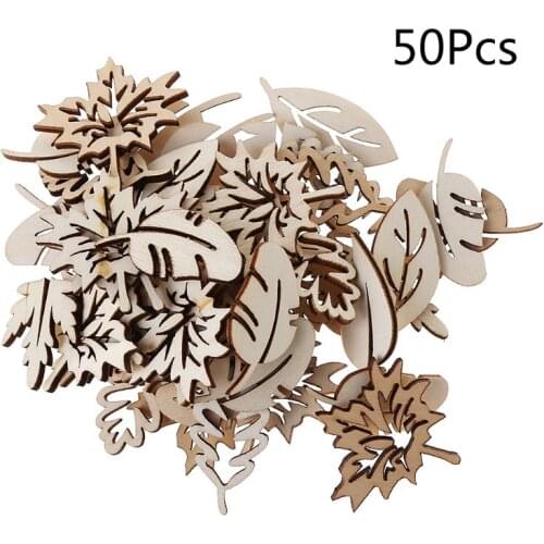 50Pcs/Bag Laser Cut Wood Embellishment Wooden Shape Craft Wedding Decor