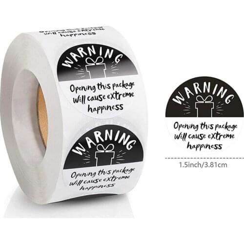 500pcs 1.5inch Extreme Happiness Stickers Black and White Warning Labels Round Stickers Small business Gift Labels Crafting Tags