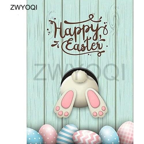 5DIY Diamond embroidery Bunny Egg Full Round Diamond mosaic Bunny tail Full Square Diamond painting Cross stitch Blue Chalkboard