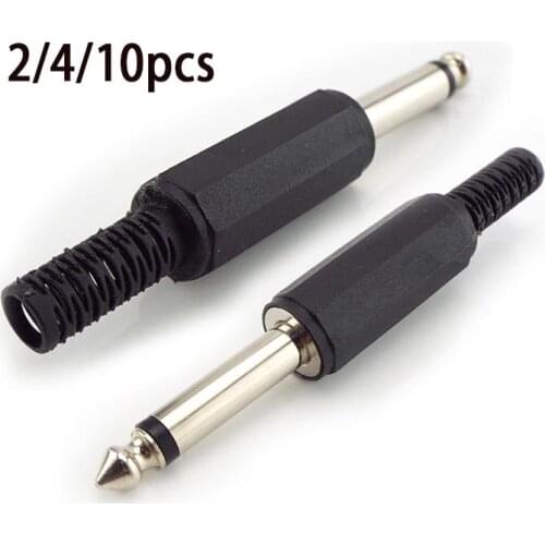 6.35mm 6.5mm 2 Pole Mono Amplifier Plug 6.35 6.5 2 Pin Adapter Microphone Jack Plug-in Audio Connector for Headphone U26