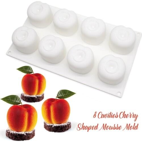 8 Holes Cherry Silicone Mousse Cake mold Cupcake Making Mold Fondant Chocolate Cake Moulds Dessert Mousse Molds