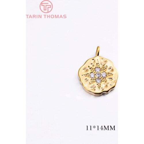 6PCS 11x14MM Hole 1MM 24K Gold Color Plated Brass Star Charms Pendants High Quality Diy Jewelry Accessories