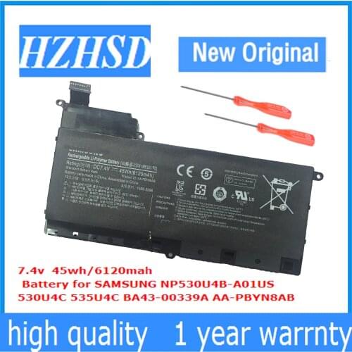 7.4V 45WH New Original AA-PBYN8AB Laptop Battery For SAMSUNG NP530U4B-A01US 530U4C 535U4C BA43-00339A