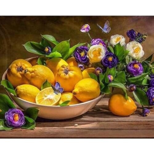 DIY 5D Diamond Painting Fruit Cross Stitch Pictures of Rhinestone Lemon Mosaic Diamond Embroidery Full Round Drill Kitche XN1449