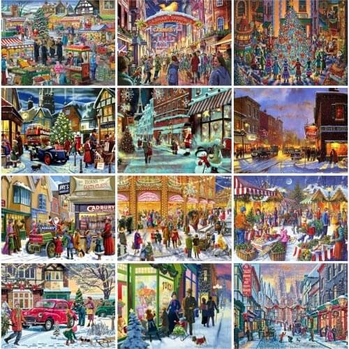 5D DIY Diamond Mosaic Christmas Beaded Embroidery 5D Diamond Painting Landscape Embroidery Hot Selling Street Home Decorations