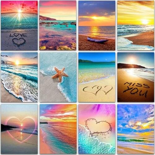 5D DIY Diamond Painting Kit Paint landscape scenery Love Beach Full Square&Round embroidery mosaic Cross stitch home decor sale