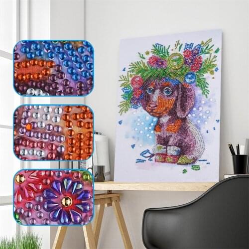 5D Special Shaped Diamond Painting Dog Flowers Diamond Animal Diamond Embroidery Cross Stitch Home Wall Decoration New Arrivals