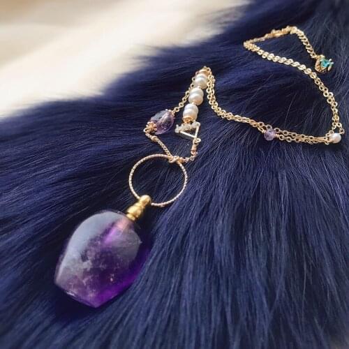 CCijiNG Fashion perfume bottle Necklaces Natural Crystal Romantic Sweater Chain Long Necklace Pearl Jewelry WomenQuality MY3320