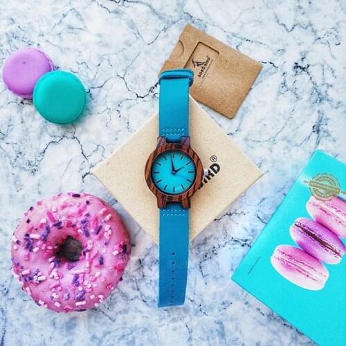 BOBO BIRD Lovers Watch Women Elegant Turquoise Wood Leather Watches Men Stylish Quartz Wristwratch reloj mujer C-C28