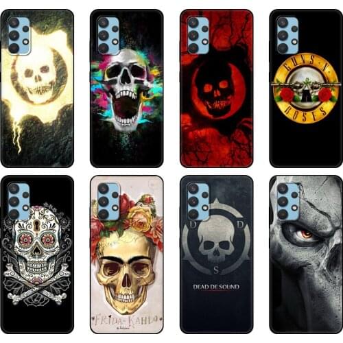 Black tpu Case For Samsung galaxy A12 A22 A32 A42 A52 A72 4g 5g S21 PLUS ultra back cover Dead De Sound Skull