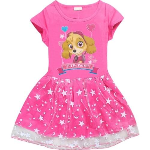 PAW PATROL Girl Dress BabyRed White Party Princess Dress For Baby Newborn Clothes kids dresses for girls Pattern