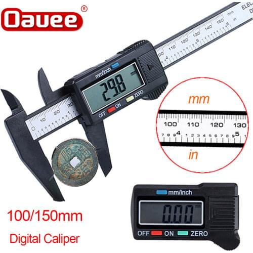 150mm 100mm 6 Inch Electronic Plastic Digital Caliper Carbon Fiber Vernier Caliper Gauge Micrometer Measuring Tool Digital Ruler