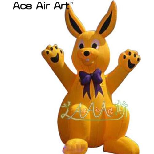 4m H giant Inflatable rabbit model for Easter decoration,sitting inflatable yellow rabbit for sale