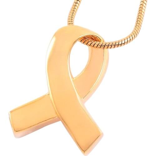 IJD9546 Not allergic Stainless Steel Cancer Ribbon Memorial Urn jewelry to put cremation ashes in - Cremation Necklace For Women