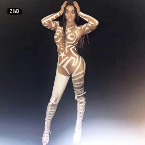 Sexy Rompers Jumpsuit Womens Outfit Photo Shoot Dance Bodysuit Nightclub white Costume Female Singer Leotard stage Wear bar dj