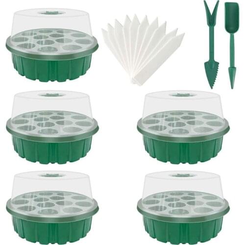 Round 13-holes Breathable Seedling Tray Seed Starter Box for Gardening Bonsai Moisturizing Succulent Pots Cultivation