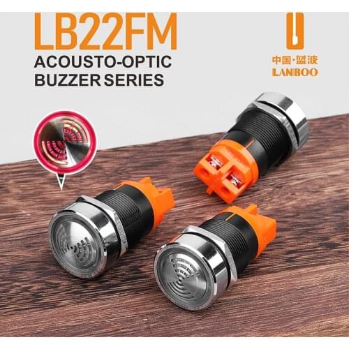 LANBOO 22mm metal buzzer AD16-22SM Flash LED Alarm Indicator Light Signal Lamp Flashmetal Buzzer DC12V DC24V