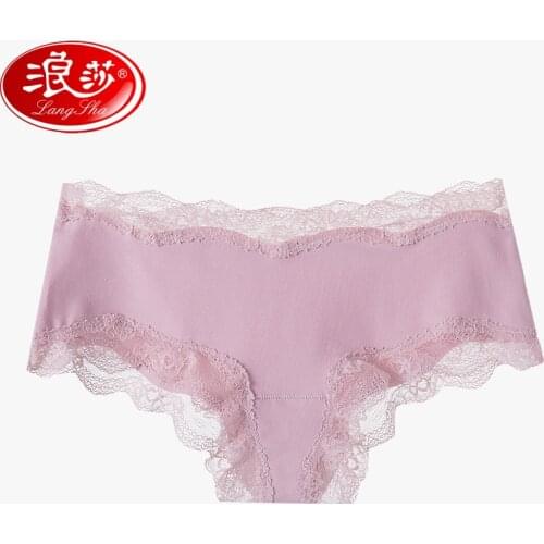 LANGSHA Sexy Lace Panties Women Solid Soft Cotton Beifs Lingeries Solid Girls Breathable Panty Female Low Waist Crotch Underwear