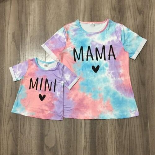GirlyMax Summer Girl Mom Me Short Sleeve Tie Dye Multi Color T Shirt