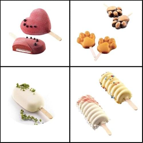 Meibum 4 Style Silicone Ice Cream Mold DIY Chocolate Milk Popsicle Mould Frozen Juice Lolly Sucker Dessert Tray Ice Cube Maker