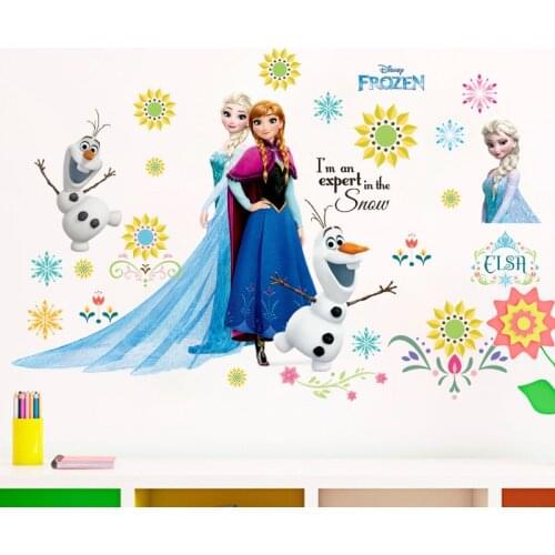 DIY Cartoon Wall Sticker Frozen Princess Anna And Aisha Puzzle For Kids Room Decoration PVC Pegatinas Autocollant Enfant