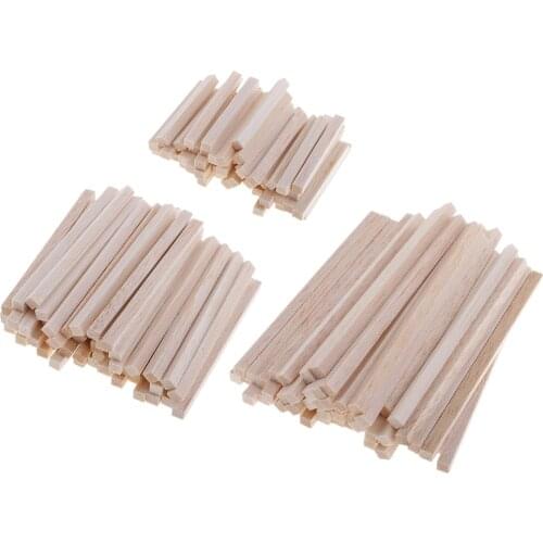 50x Natural Unpainted Blank Balsa Wood Stick Rods for DIY Model Making Woodcraft Hobbies Handmade Toys Accessories 5/8/11cm